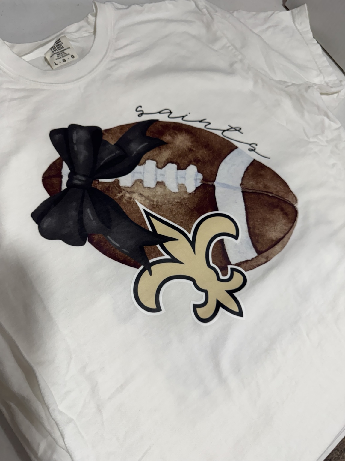 Saints football bow custom shirt
